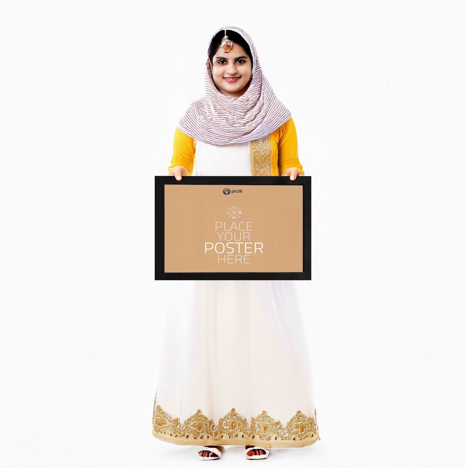 "12x18 inch custom poster with a frame from Pictik.in, perfect for displaying artwork or photos, set against a light background."