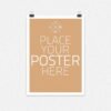 "A mockup of a poster with the text 'PLACE YOUR POSTER HERE' on a textured, light-colored background. The poster is clipped at the top and displayed against a light textured wall, showcasing Pictik.in."