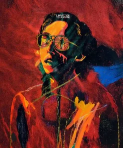 "Vibrant Stranger Things-inspired artwork featuring a retro-style character illustration with fiery orange and red tones, perfect for fans of the series – available on Pictik."