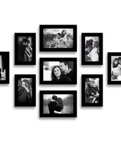 Pictik MDF Photo Frame Set (Black, 9 Frames) – 5x7 & 4x6 Inch Wall Mount Frames