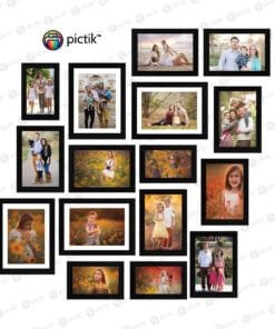 Black Collage Photo Frame Set (16 Frames) – Elegant Wall Décor for Home & Office