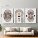 Geometric Abstract Canvas Wall Art – 3 Piece Set (22x30 inches each) | Modern Minimalist Decore