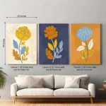 Floral Canvas Wall Art – 3 Piece Set (22x30 inches each) | Modern Botanical Abstract DECOR
