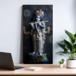 Divine Krishna Canvas Wall Art – Vibrant Abstract Painting for Home & Temple Décor