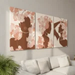 Premium Abstract Floral Woman Wall Art – 3 Piece Canvas Set (22x30 inches each) | Modern Home Decor