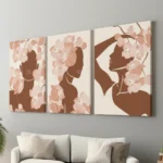 Premium Abstract Floral Woman Wall Art – 3 Piece Canvas Set (22x30 inches each) | Modern Home Decor - Image 7