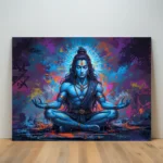 Lord Shiva Meditation Wall Art | Colorful Abstract Canvas Painting for Home & Living Room Decor (All Sizes Available)