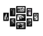 Pictik MDF Photo Frames Set with Glass – Black (9 Frames) | Wall Mount | Rectangular | 5x7 Inches (3) & 4x6 Inches (6) | Home & Office Décor