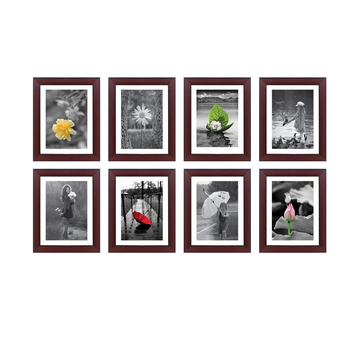 71bZ7LMx20L._SL1500_.jpg Transform Your Space – Home & Office Décor Essential | Pictik™ Brownwood Collage Photo Frame Set (8x10 Inch, Pack of 8) - Image 1