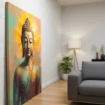 Lord Buddha Wall Art | Spiritual Abstract Canvas Painting for Home, Living Room & Meditation Space (All Sizes Available) - Image 4