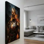 Iron Man Canvas Wall Art – Premium Superhero Poster with Fiery Battle Design - Image 3
