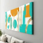 Abstract Gold & Turquoise Canvas Wall Art – 3 Piece Set (22x30 inches each) - Image 2