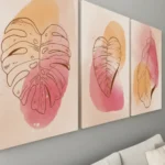 Leaf Abstract Wall Art – 3 Piece Canvas Set (22x30 inches each) | Modern Botanical Home Decor - Image 2