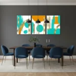 Abstract Gold & Turquoise Canvas Wall Art – 3 Piece Set (22x30 inches each) - Image 6