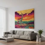 Abstract Deer Pop Art | Vibrant Sunset Canvas Wall Art (All Sizes Available) - Image 3