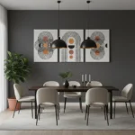 Geometric Abstract Canvas Wall Art – 3 Piece Set (22x30 inches each) | Modern Minimalist Decore - Image 5