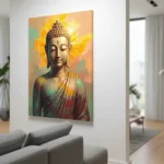 Lord Buddha Wall Art | Spiritual Abstract Canvas Painting for Home, Living Room & Meditation Space (All Sizes Available) - Image 3
