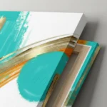 Abstract Gold & Turquoise Canvas Wall Art – 3 Piece Set (22x30 inches each) - Image 3