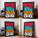 Work Hard Dream Big Motivational Canvas Wall Art – Inspirational Quote Poster for Home, Office & Gym | Premium HD Print | Custom Sizes & Gallery Wrap Frame - Image 9