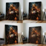 Iron Man Canvas Wall Art – Premium Superhero Poster with Fiery Battle Design - Image 4