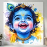 Baby Krishna Poster | Bal Krishna Wall Art | Hindu Spiritual Poster | Pictik™
