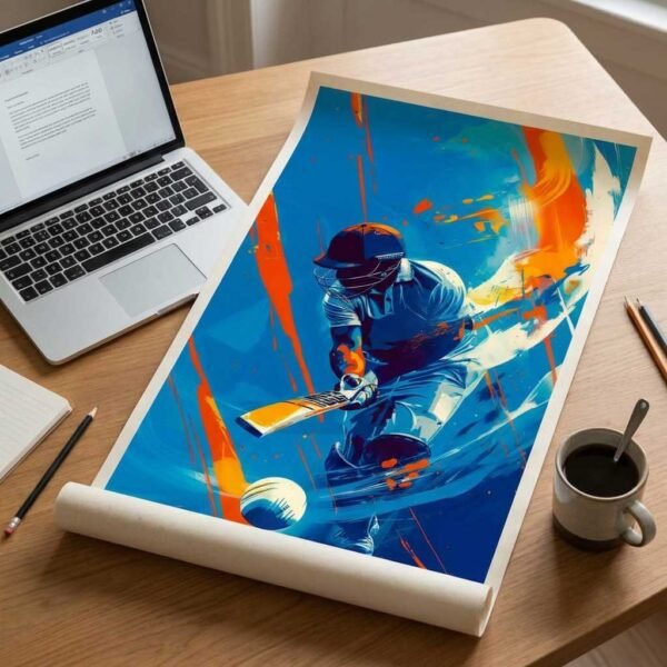 Cricket Action Poster | Batsman Sports Wall Art | Pictik™