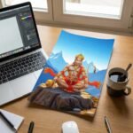 Lord Hanuman Meditation Poster | Bajrang Bali Spiritual Wall Art | Pictik™
