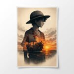 Monkey D. Luffy Anime Poster | One Piece Sunset Wall Art | Premium Anime Poster | Pictik™